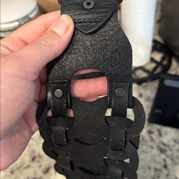 Leather Braided Extra Wide Black Belt Dressy Dress Coat Cinch Buckle Unique - Picture 13 of 13